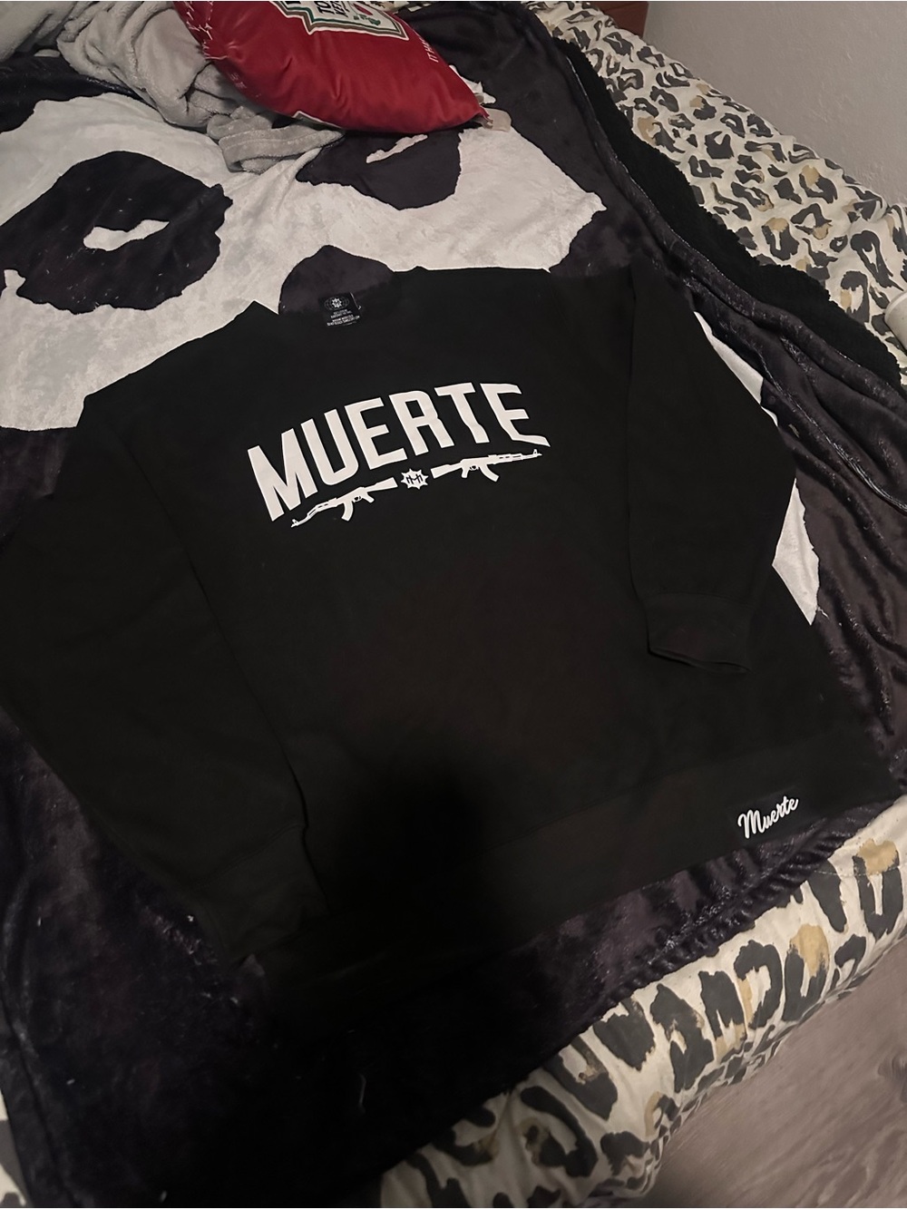 Black Crewneck Sweater with Graphic Logo